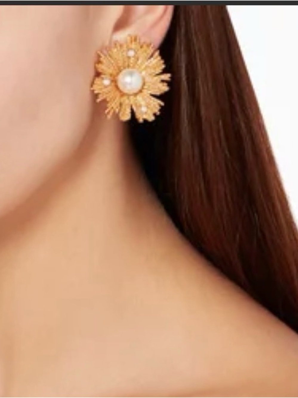Oscar del la Renta Single Gold Pearl Burst Earrings